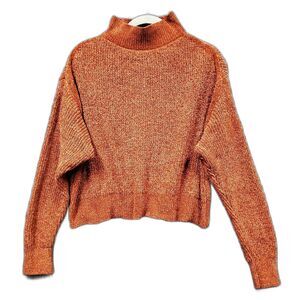 Jon & Anna Crop Turtleneck Sweater Copper Brown Minimalist Womens XL‎